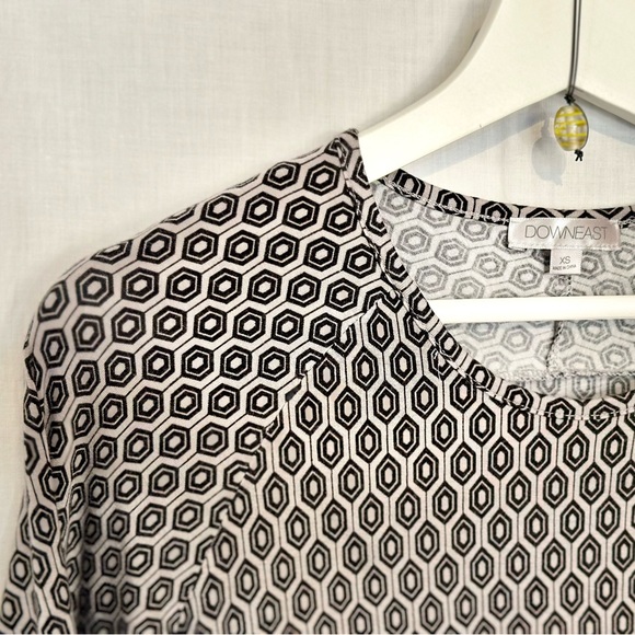 DownEast - Stretch TOP 3/4-sleeves diamond pattern SOFT fitted Sz XS - Gray - Picture 2 of 13